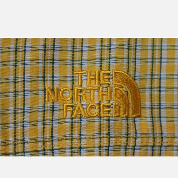 THE NORTH FACE YELLOW PLAID SHORT SLEEVE BUTTON FRONT MEN'S SIZE MEDIUM SHIRT - Picture 4 of 7